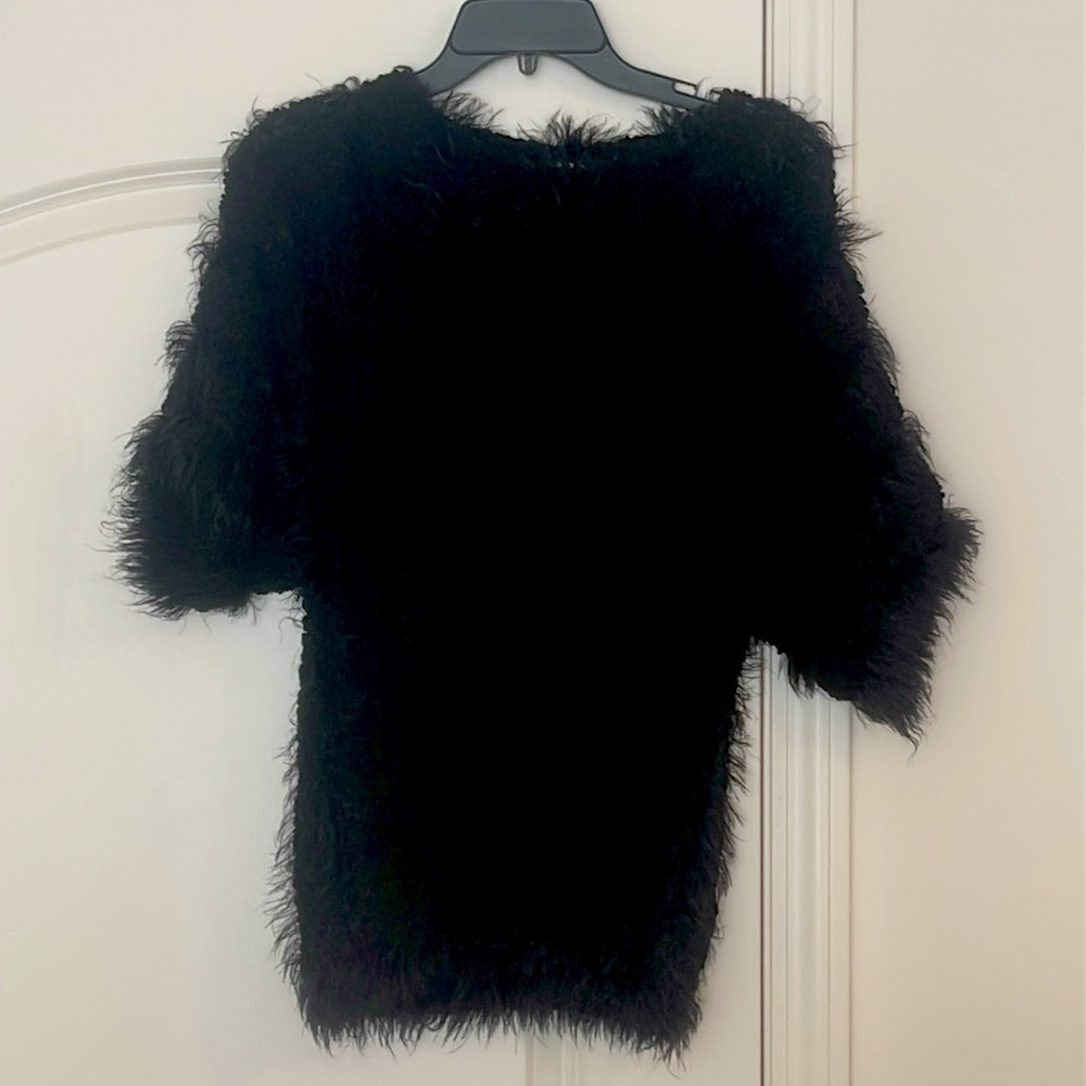 Lauren Michelle Plush Short Sleeve Black Sweater Size M
